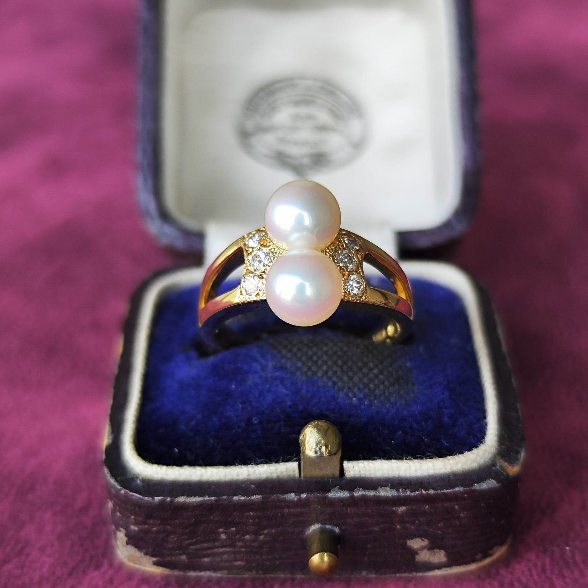 MIKIMOTO ミキモト あこや真珠 天然ダイヤモンド 18金リング