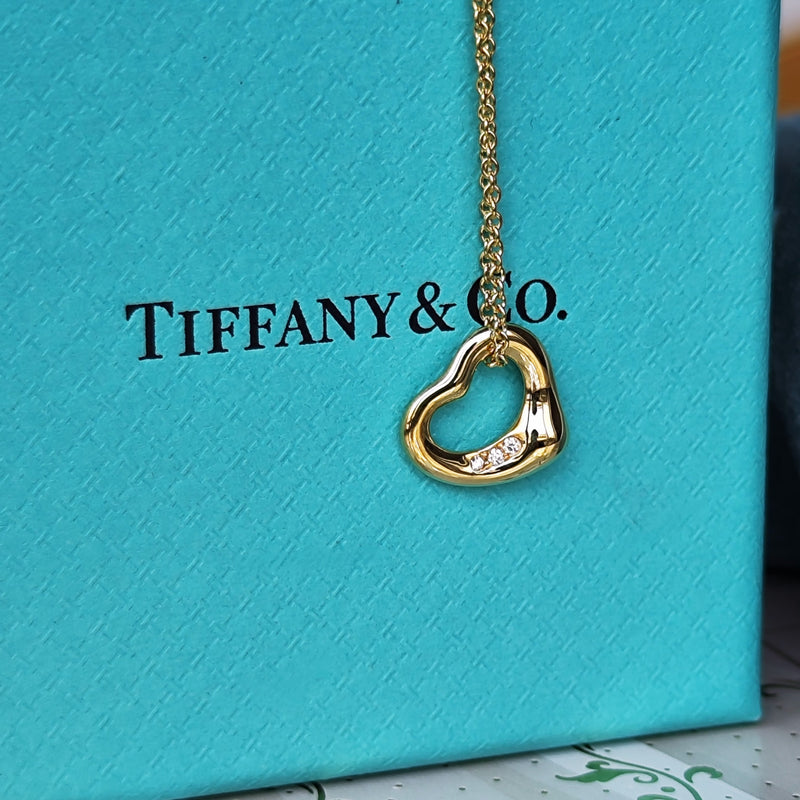 TIFFANY &Co ティファニー オープンハート ダイヤモンド ネックレス 18金YG