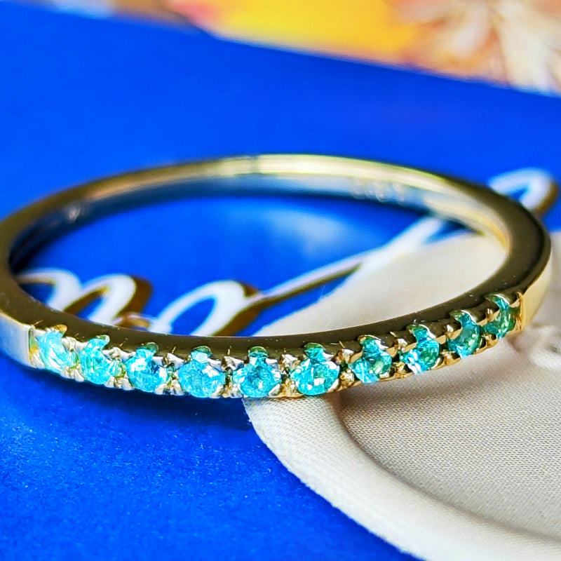 天然パライバトルマリン ハーフエタニティリング 18金 – Mico宝飾店