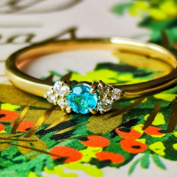 天然パライバトルマリン 天然ダイヤモンド リング