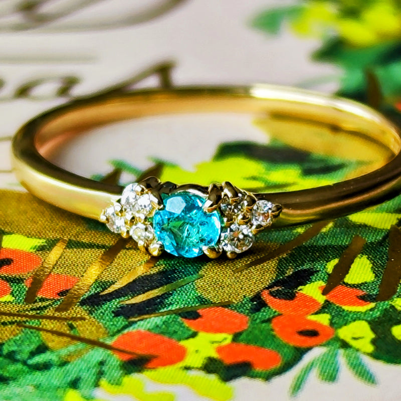 天然パライバトルマリン 天然ダイヤモンド リング