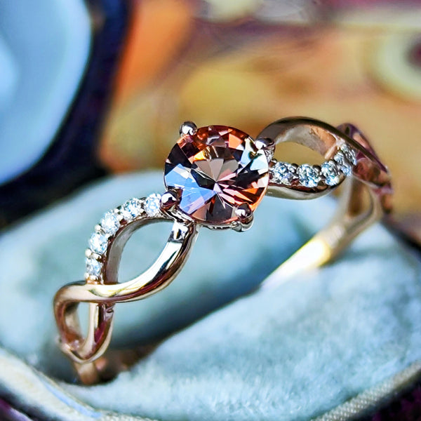 天然アンダリュサイト 天然ダイヤモンド リング