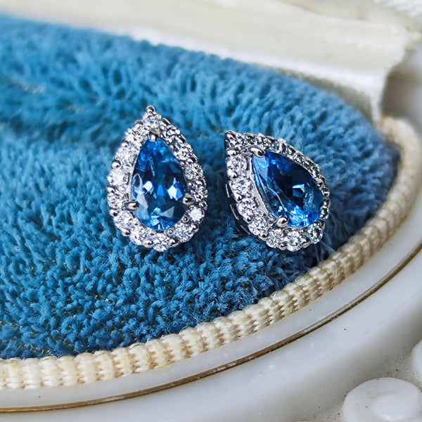 【お値下げ】天然アクアマリン 天然ダイヤモンド ピアス