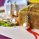 【アプリコット】有核淡水パール ネックレス 10金