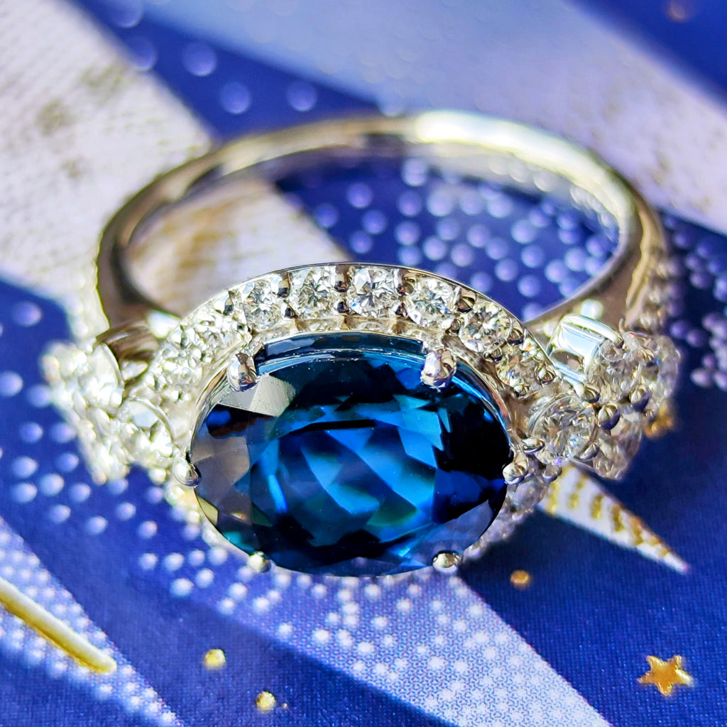 【大粒 3.35ct】天然インディゴライトトルマリン 天然ダイヤモンド 18金WG