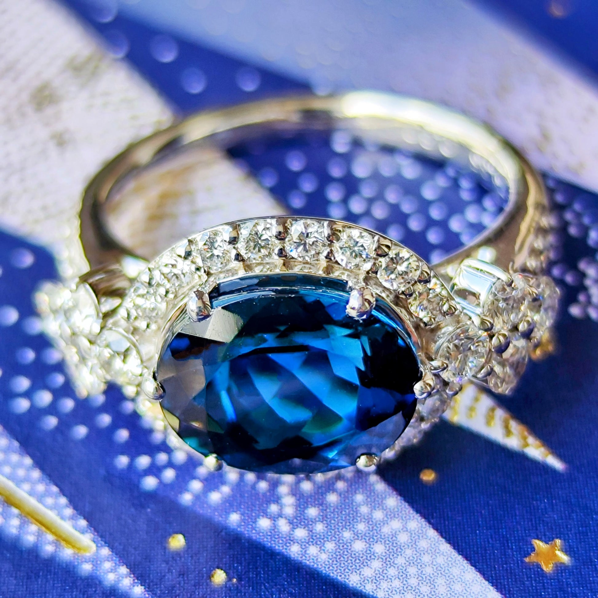 【大粒 3.35ct】天然インディゴライトトルマリン 天然ダイヤモンド 18金WG