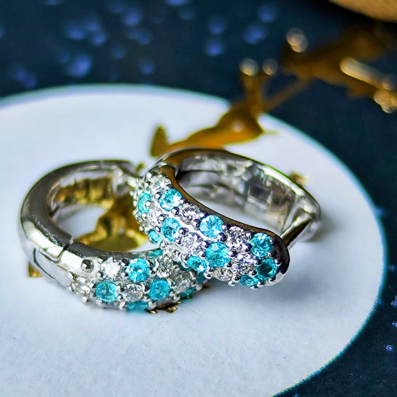 天然パライバトルマリン パヴェ 天然ダイヤモンド プラチナピアス