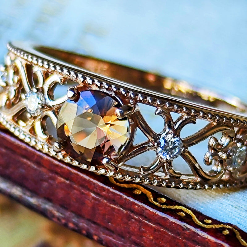 天然アンダリュサイト 天然ダイヤモンド 18金PGリング