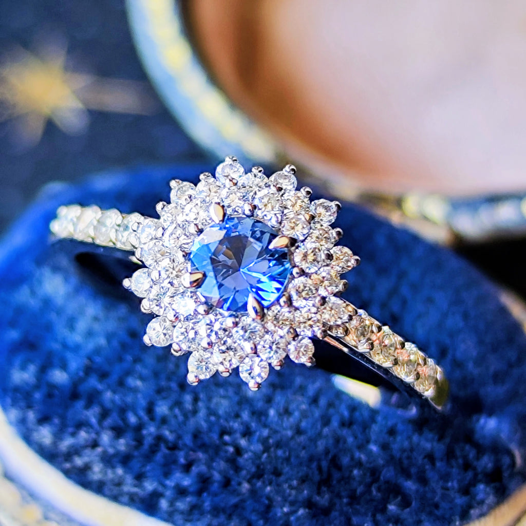 【幻のサファイア ヨーゴ渓谷】天然ブルーサファイア 0.27ct 天然ダイヤモンド リング 非加熱 GIA