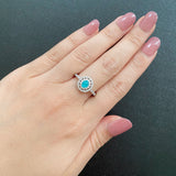 天然パライバトルマリン 0.36ct カボションカット 天然ダイヤモンド リング