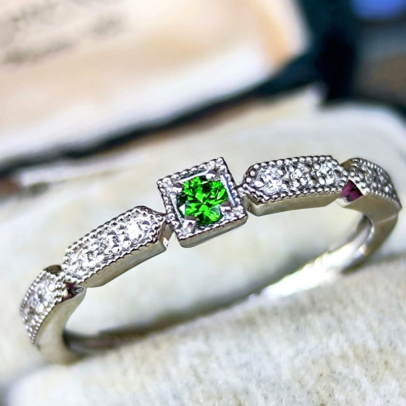 天然デマントイドガーネット 天然ダイヤモンド リング