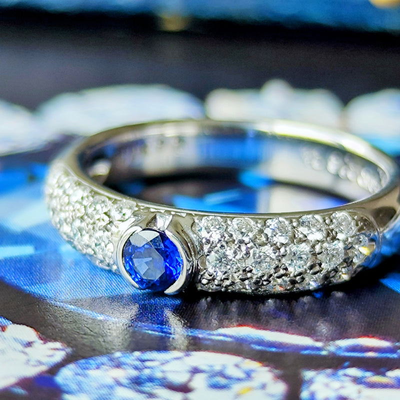 MIKIMOTO ミキモト 天然サファイア 天然ダイヤモンド パヴェリング
