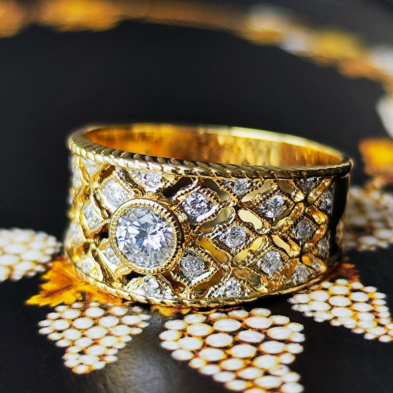 天然ダイヤモンド 18金リング