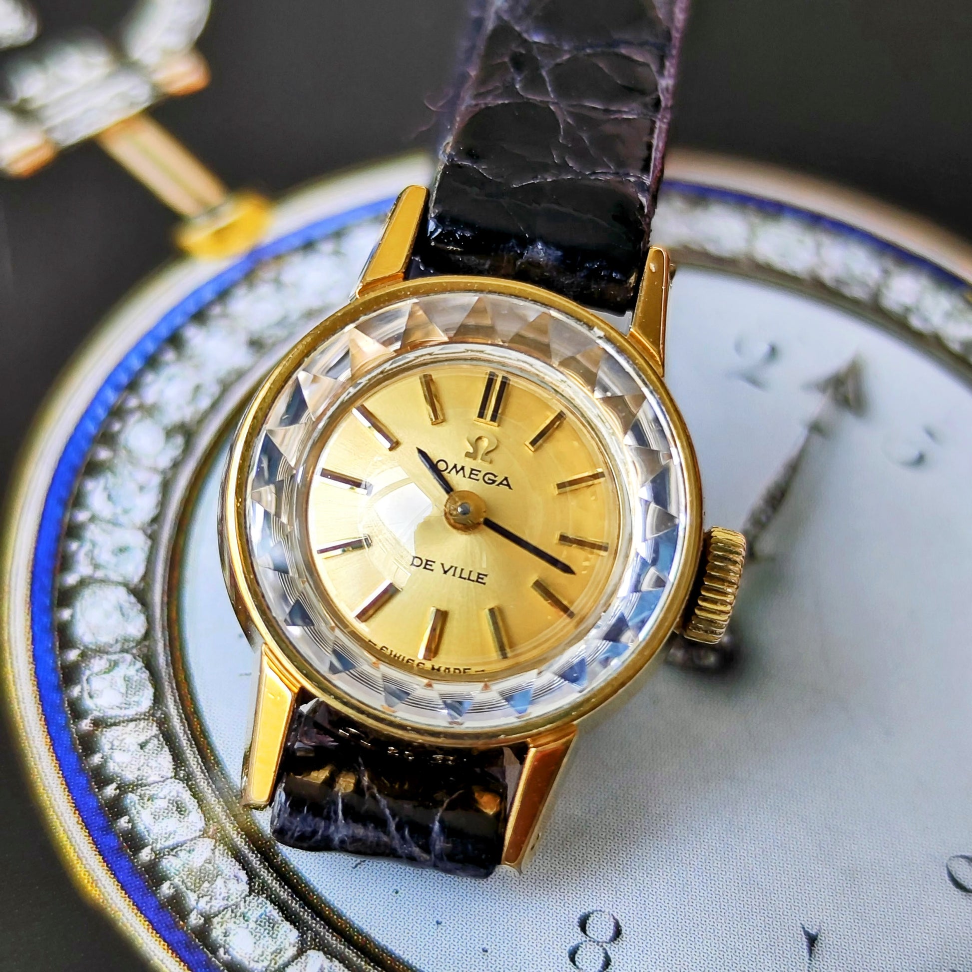 【OH済み】OMEGA オメガ DE VILLE デビル 手巻き 腕時計 カットガラス
