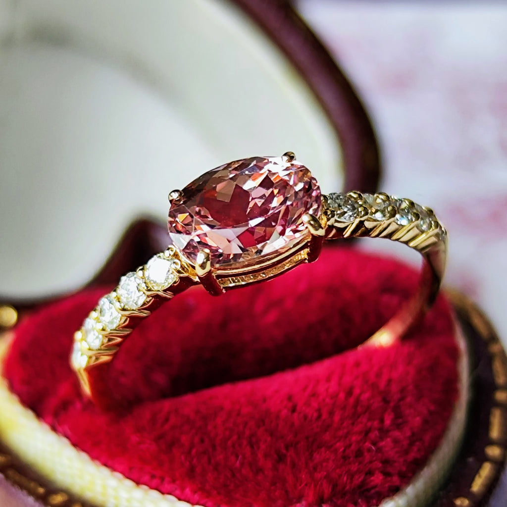 天然マラヤガーネット 1.18ct 天然ダイヤモンド リング