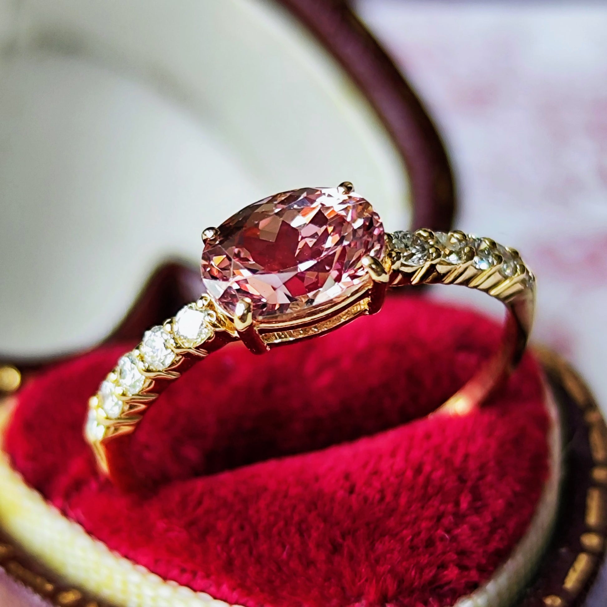 天然マラヤガーネット 1.18ct 天然ダイヤモンド リング