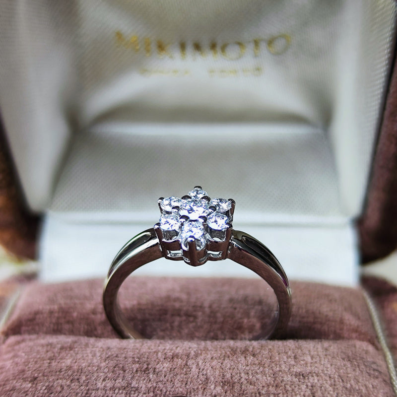 MIKIMOTO ミキモト 天然ダイヤモンド クラスターリング