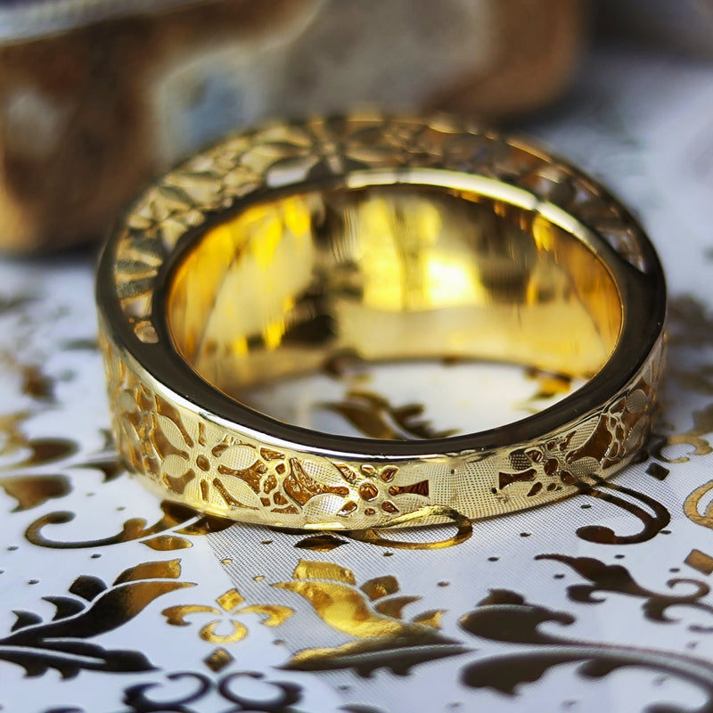 あこや真珠 透かし模様 イタリア 18金リング