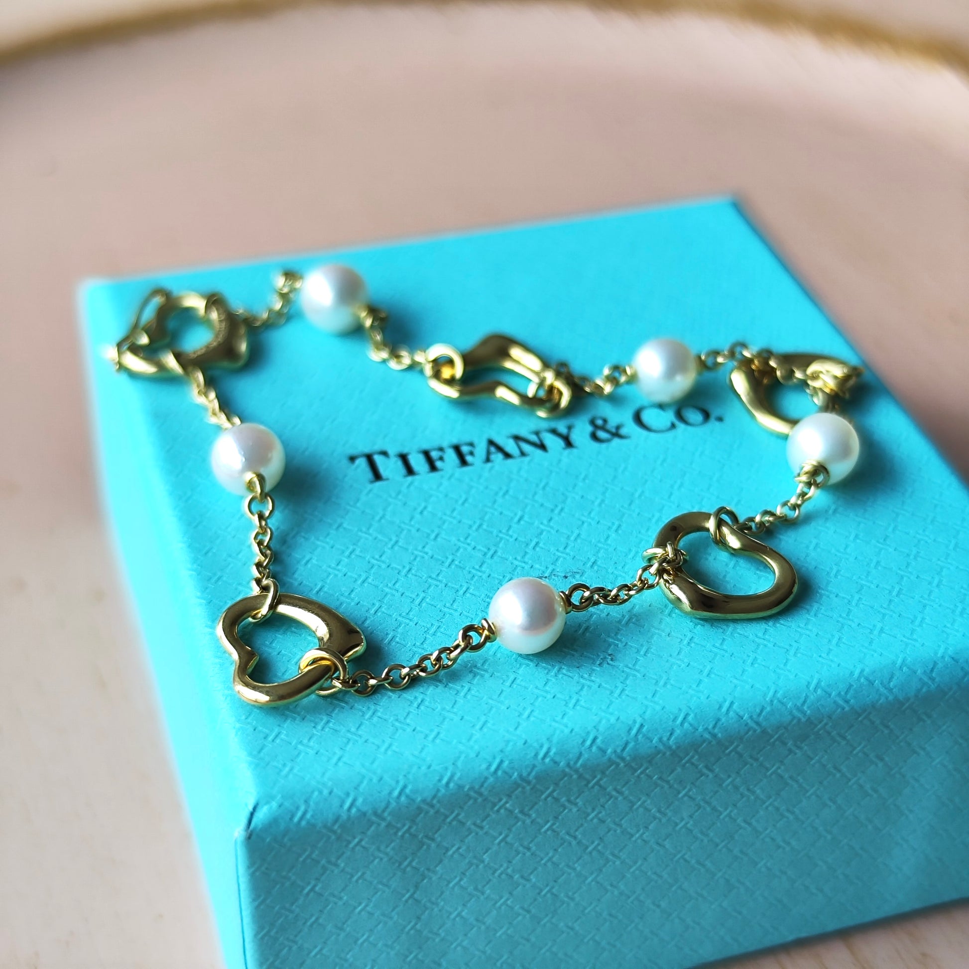 TIFFANY＆Co. ティファニー オープンハート あこや真珠 ブレスレット