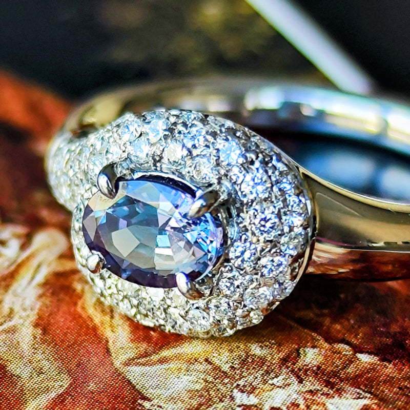 【大粒 0.60ct】天然アレキサンドライト 天然ダイヤモンド リング