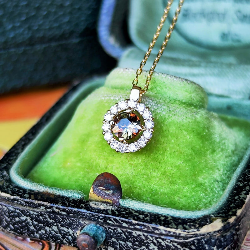 天然アンダリュサイト 天然ダイヤモンド ネックレス