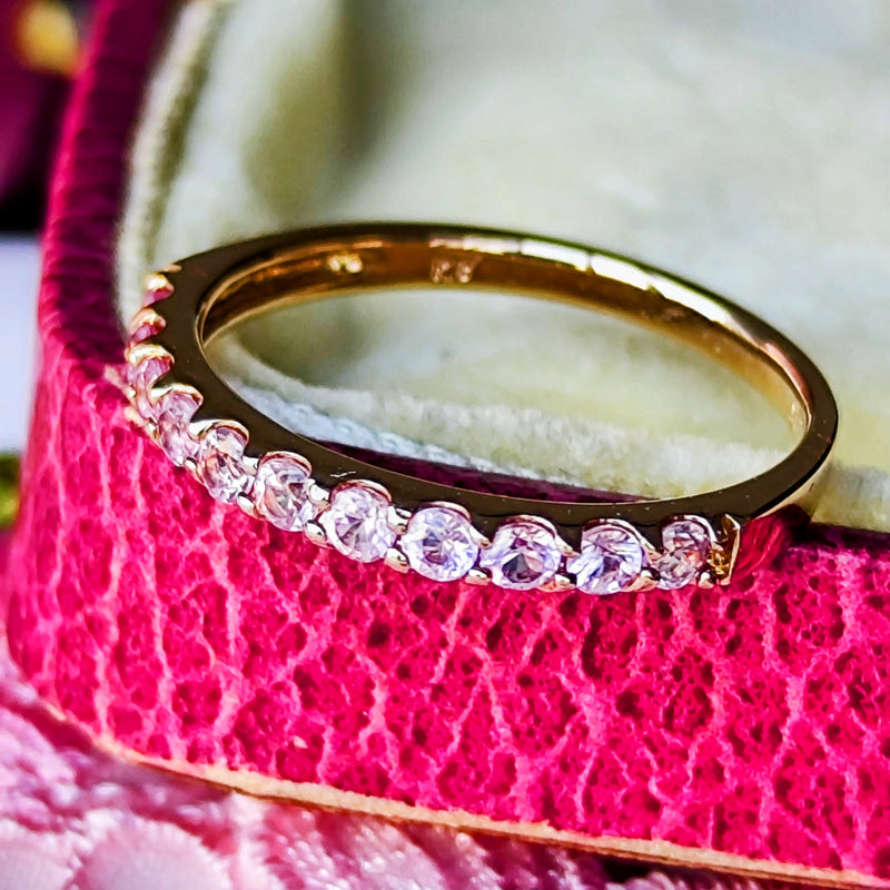 天然パパラチアサファイア ハーフエタニティリング