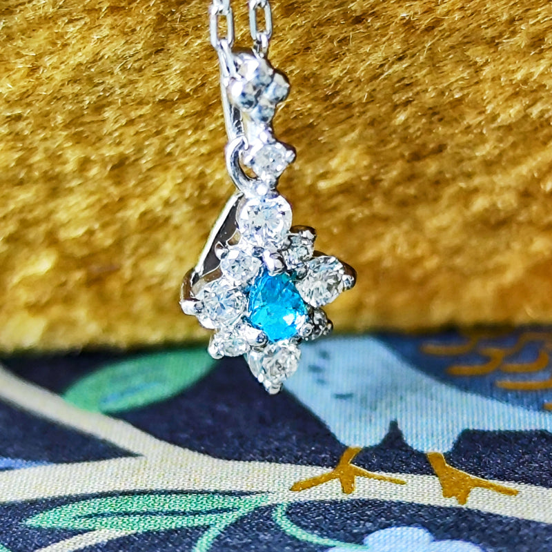 天然パライバトルマリン 天然ダイヤモンド ネックレス