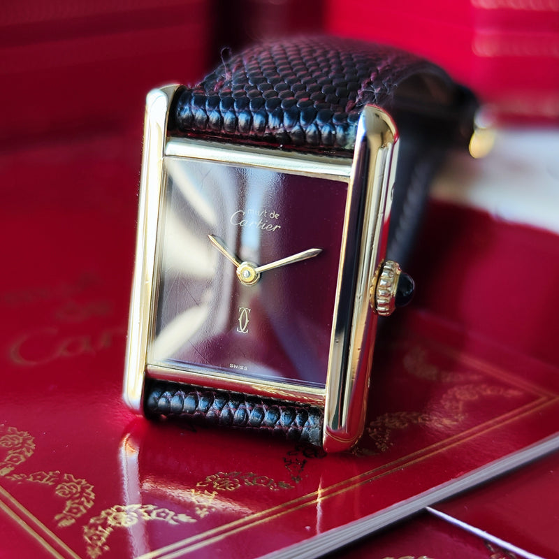 【OH済み】Cartier カルティエ マストタンク ボルドー文字盤 手巻き腕時計