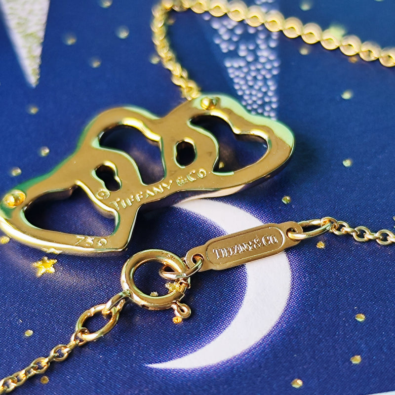 TIFFANY &Co ティファニー トリプルハートネックレス 18金YG