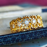 天然ダイヤモンド 透かし模様 18金リング