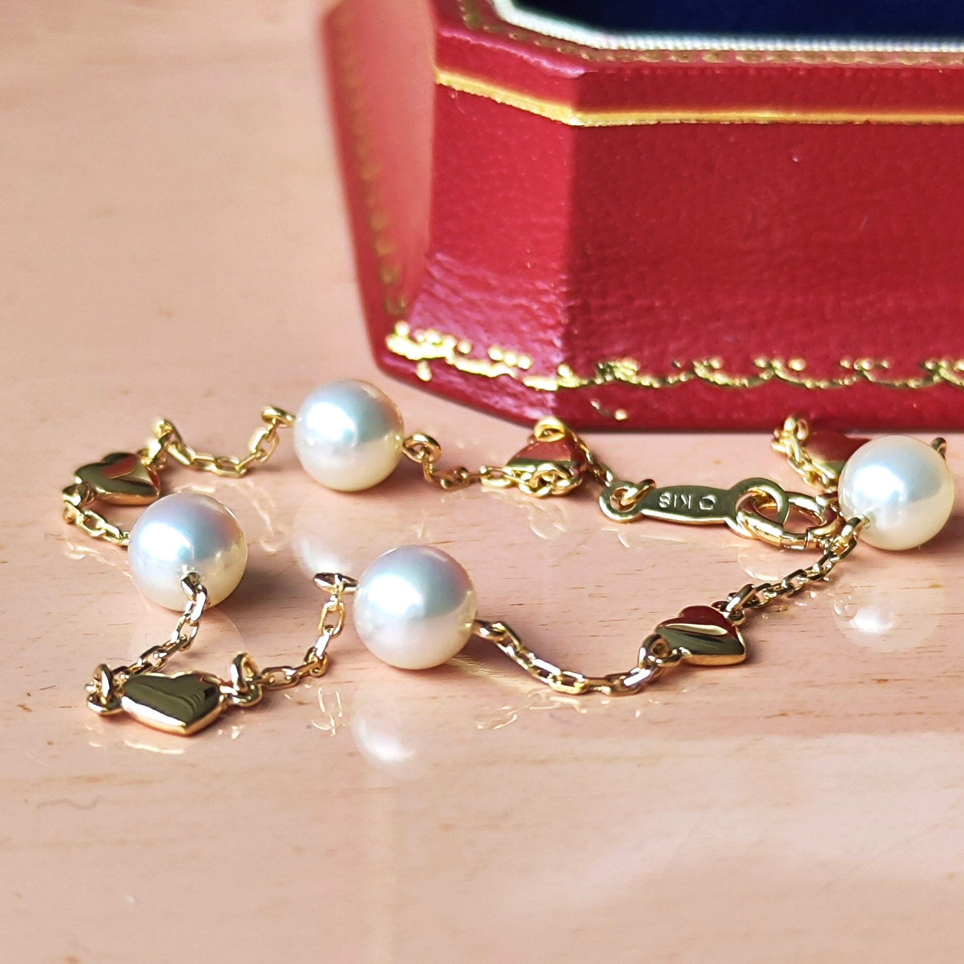 MIKIMOTO ミキモト あこやベビーパール ハートモチーフ ブレスレット