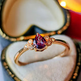 【アレキタイプ】天然カラーチェンジガーネット 天然ダイヤモンド リング