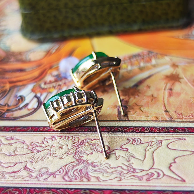 天然翡翠 天然ダイヤモンド ピアス