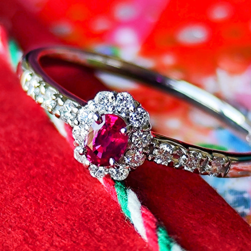 【非加熱 ピジョンブラッド】天然ルビー 天然ダイヤモンド リング