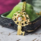 MIKIMOTO ミキモト 鍵のモチーフ あこや真珠 ネックレス
