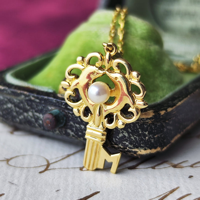 MIKIMOTO ミキモト 鍵のモチーフ あこや真珠 ネックレス