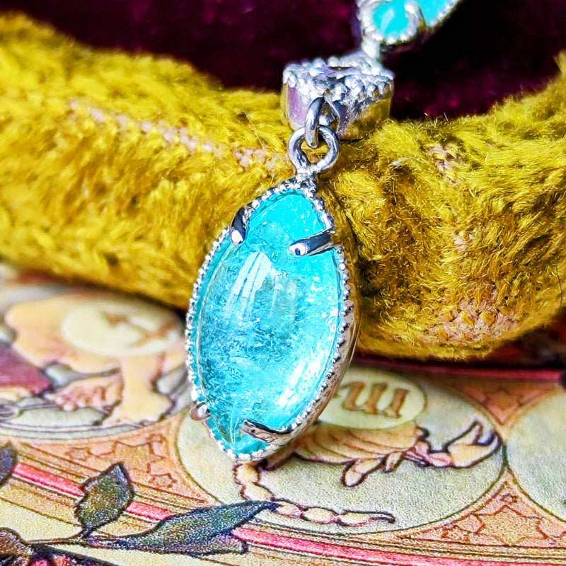 天然パライバトルマリン 天然ピンクダイヤモンド ネックレス