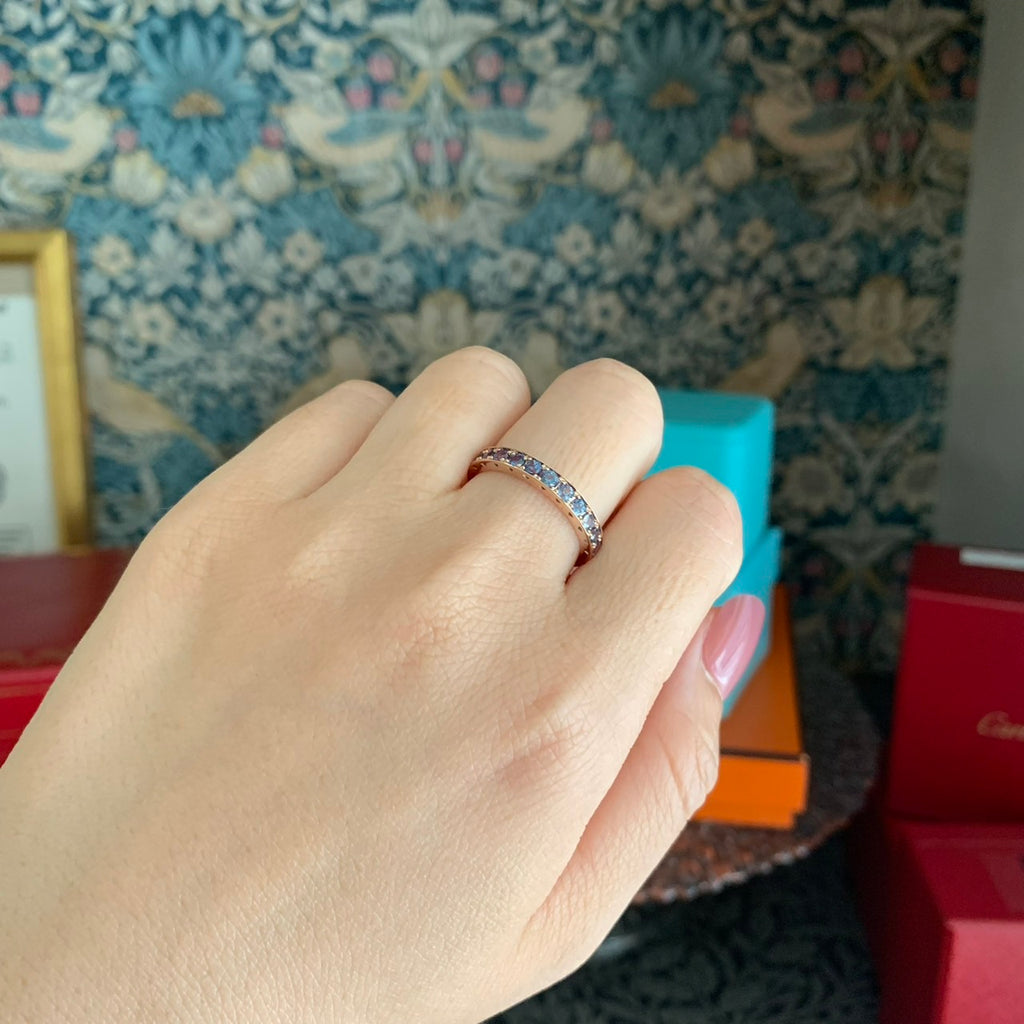 天然アレキサンドライト 0.63ct ハーフエタニティリング 18金PG
