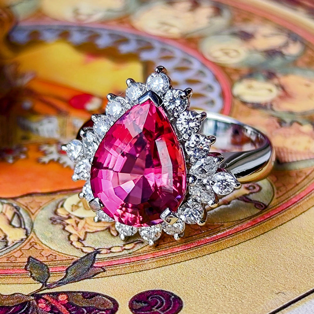 【大粒 4.03ct】天然ルベライト（トルマリン）天然ダイヤモンド プラチナリング