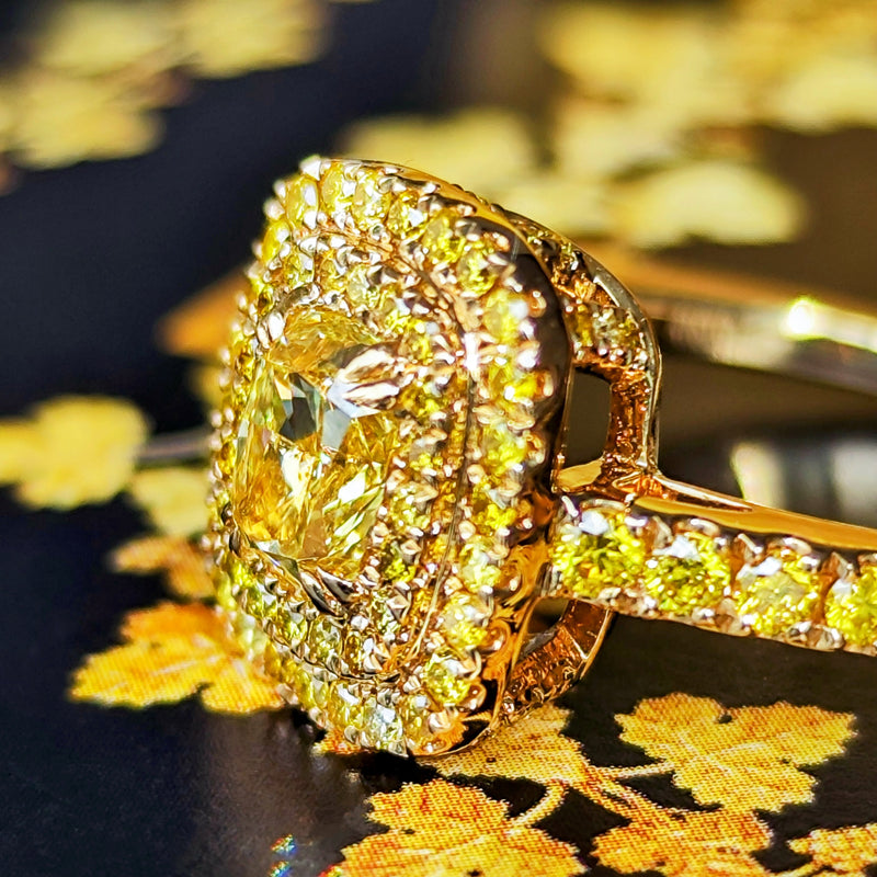 【イエローダイヤ】FANCY INTENSE YELLOW 1.0ct VS1 18金リング