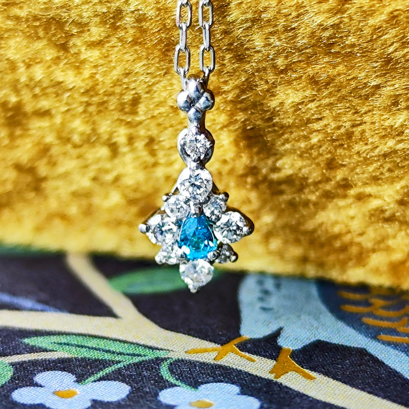 天然パライバトルマリン 天然ダイヤモンド ネックレス