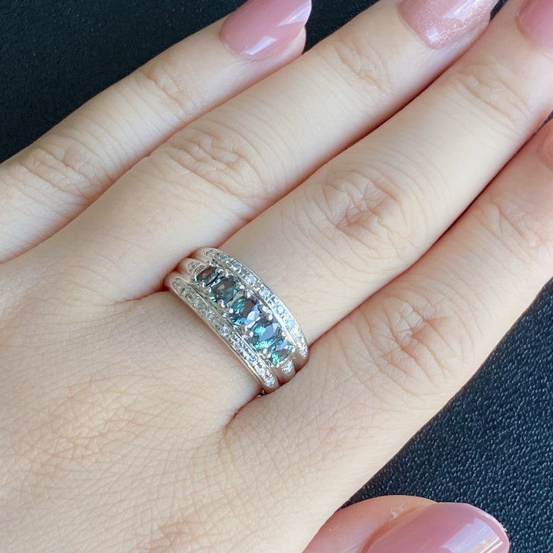 天然アレキサンドライト 0.71ct 天然ダイヤモンド リング