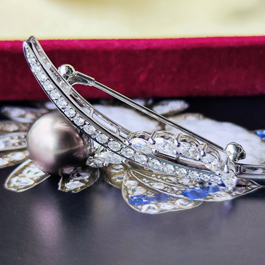 MIKIMOTO ミキモト 黒蝶真珠 18金WG ブローチ