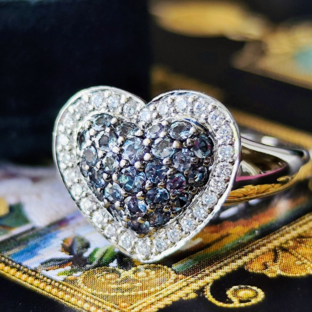天然アレキサンドライト 0.62ct 天然ダイヤモンド 18金WG