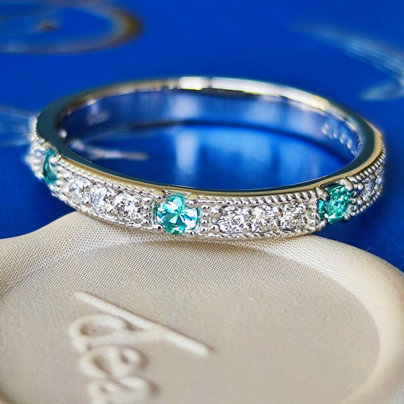 天然パライバトルマリン 天然ダイヤモンド プラチナリング