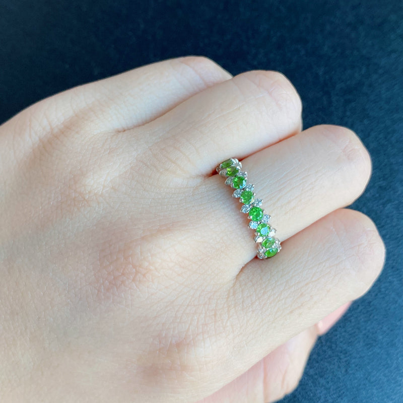 天然デマントイドガーネット 天然ダイヤモンド プラチナリング