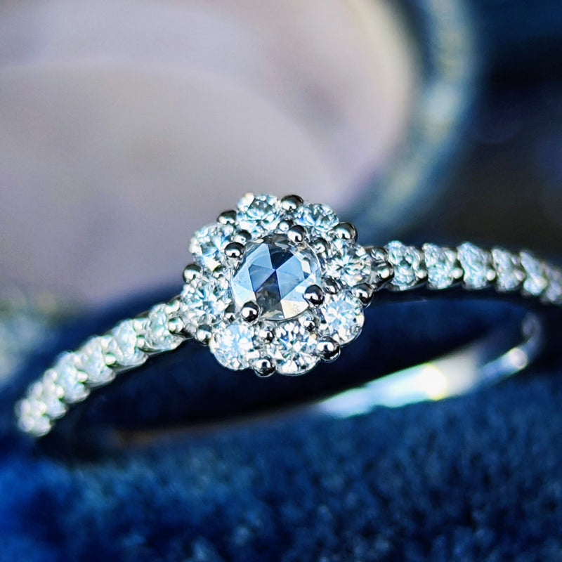 【ローズカット】天然ダイヤモンド プラチナリング