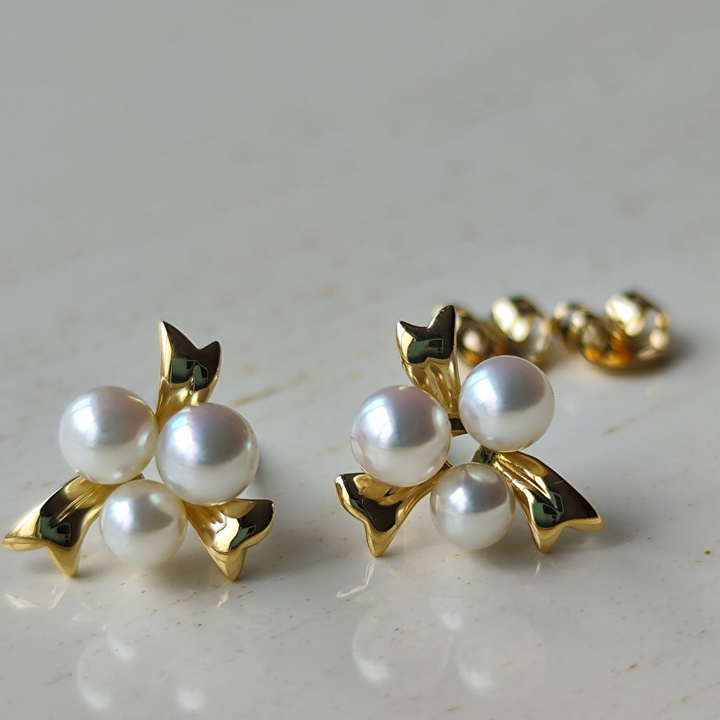 【お値下げ】MIKIMOTO ミキモト あこや真珠 リボンモチーフ ピアス