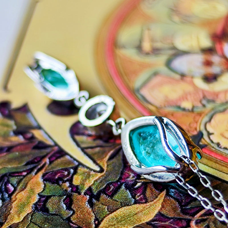 天然パライバトルマリン 天然ピンクダイヤモンド ネックレス