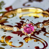 【ホットスピネル】天然ピンクスピネル 天然ダイヤモンド 18金リング